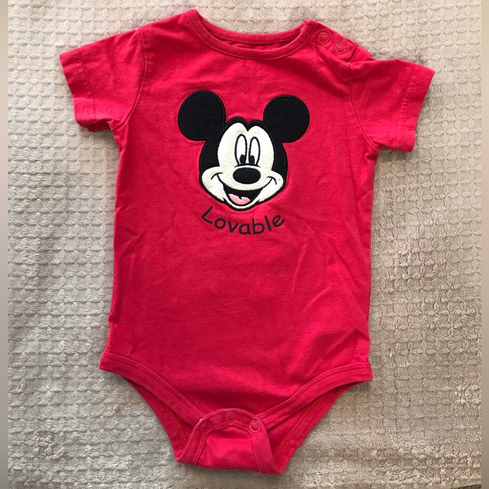 DISNEY BABY- 12 Month Red Mickey Mouse Onesie